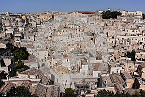 European Capital of CultureÂ in 2019 year, panoramic view on ancient city of Matera, capital of Basilicata, Southern Italy in ear